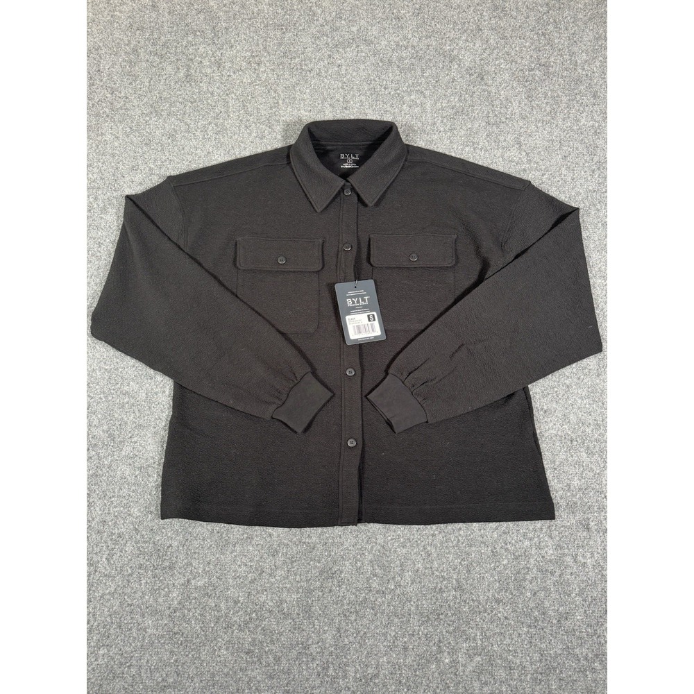 NWT Bylt Serene Shacket Womens Small Black Button Up Top Athleisure Outdoors